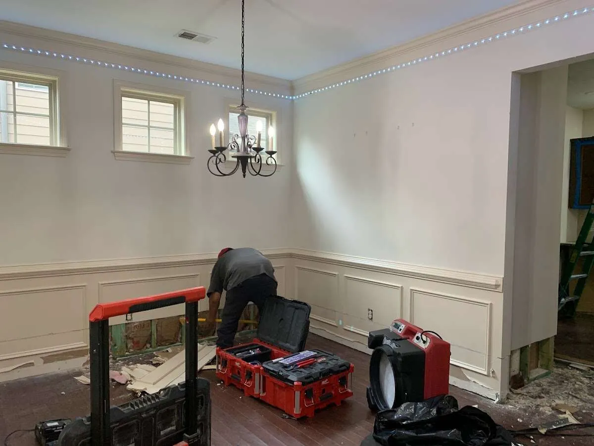 Restoration technician with professional equipment in Maywood